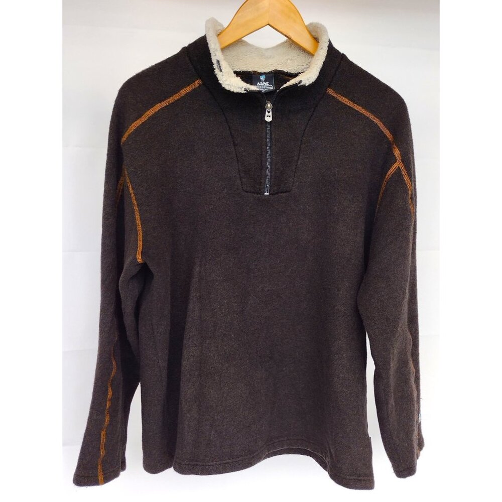 Kuhl Europa Alfpaca Shearling Men's Quarter Zip Brown Pullover Sweater XL